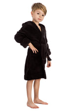 Elowel Boys Girls Black Hooded Childrens Fleece Sleep Robe Size 2 Toddler -14Y