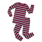 Elowel Adults Marron & Grey Stripe Pajama Set